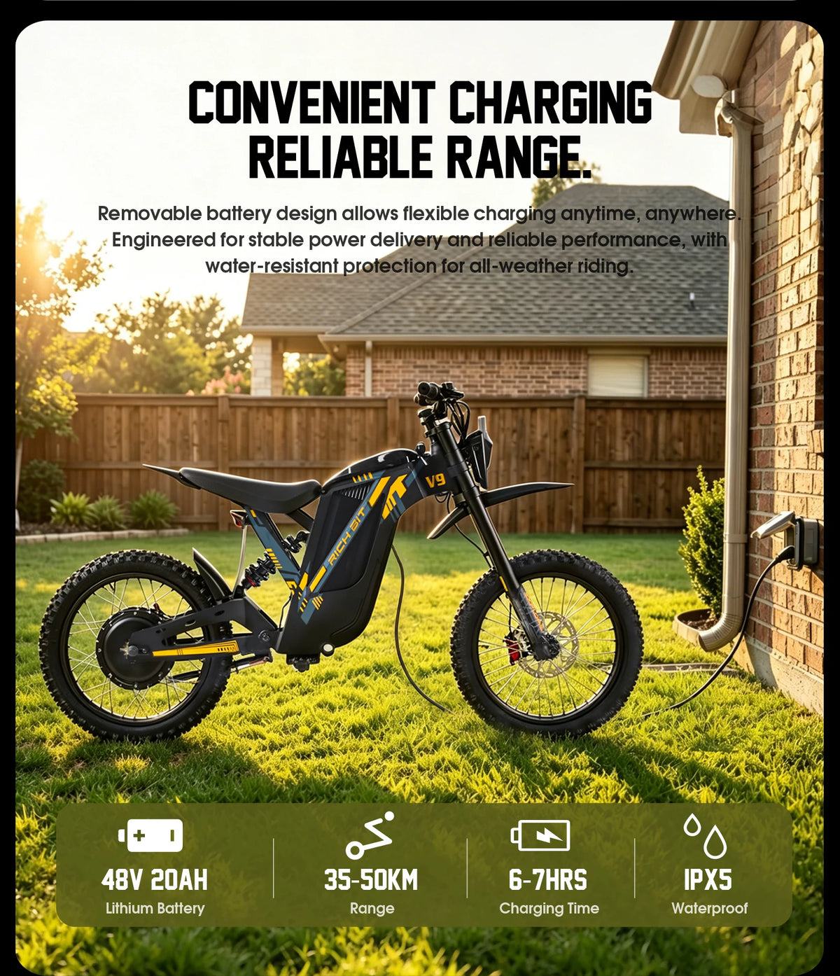 RICH BIT V9 Ultra 17" Electric Trail Bike for Men