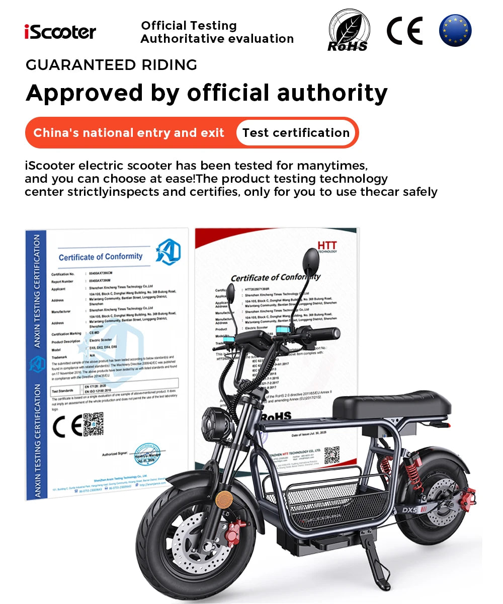 IScooter DX5 Electric Bike With Seat&Basket