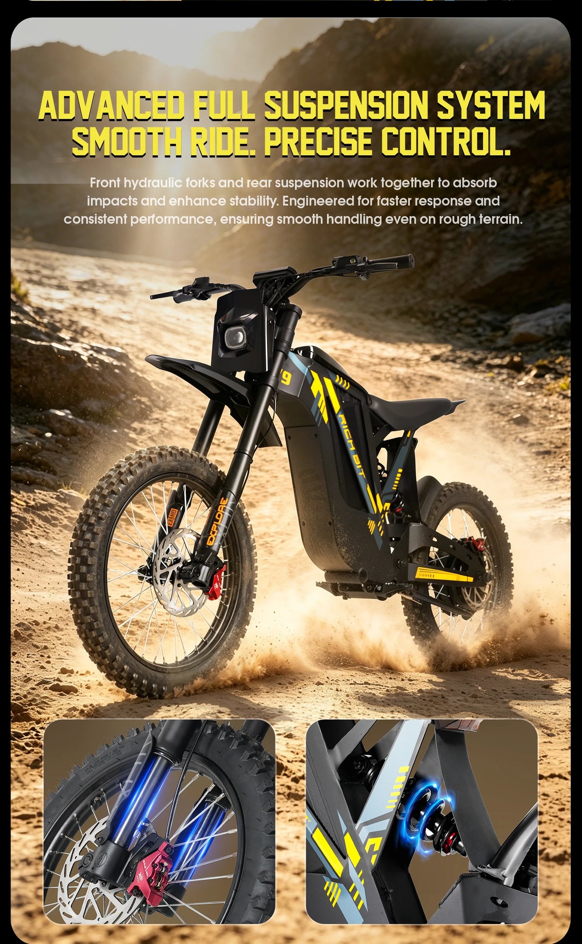 RICH BIT V9 Ultra 17" Electric Trail Bike for Men
