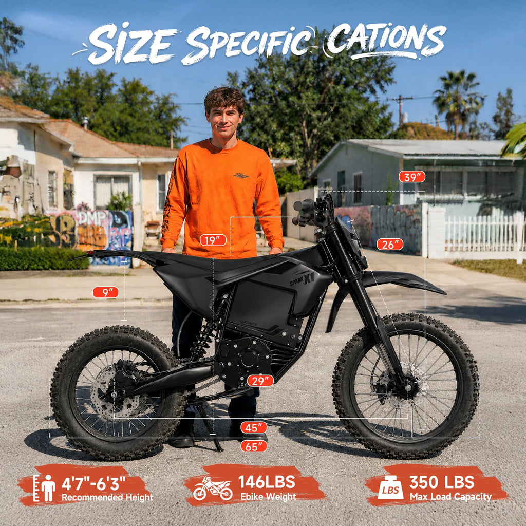QRONGE X1 Spark L Electric Dirt Bike, 60V 28.8Ah