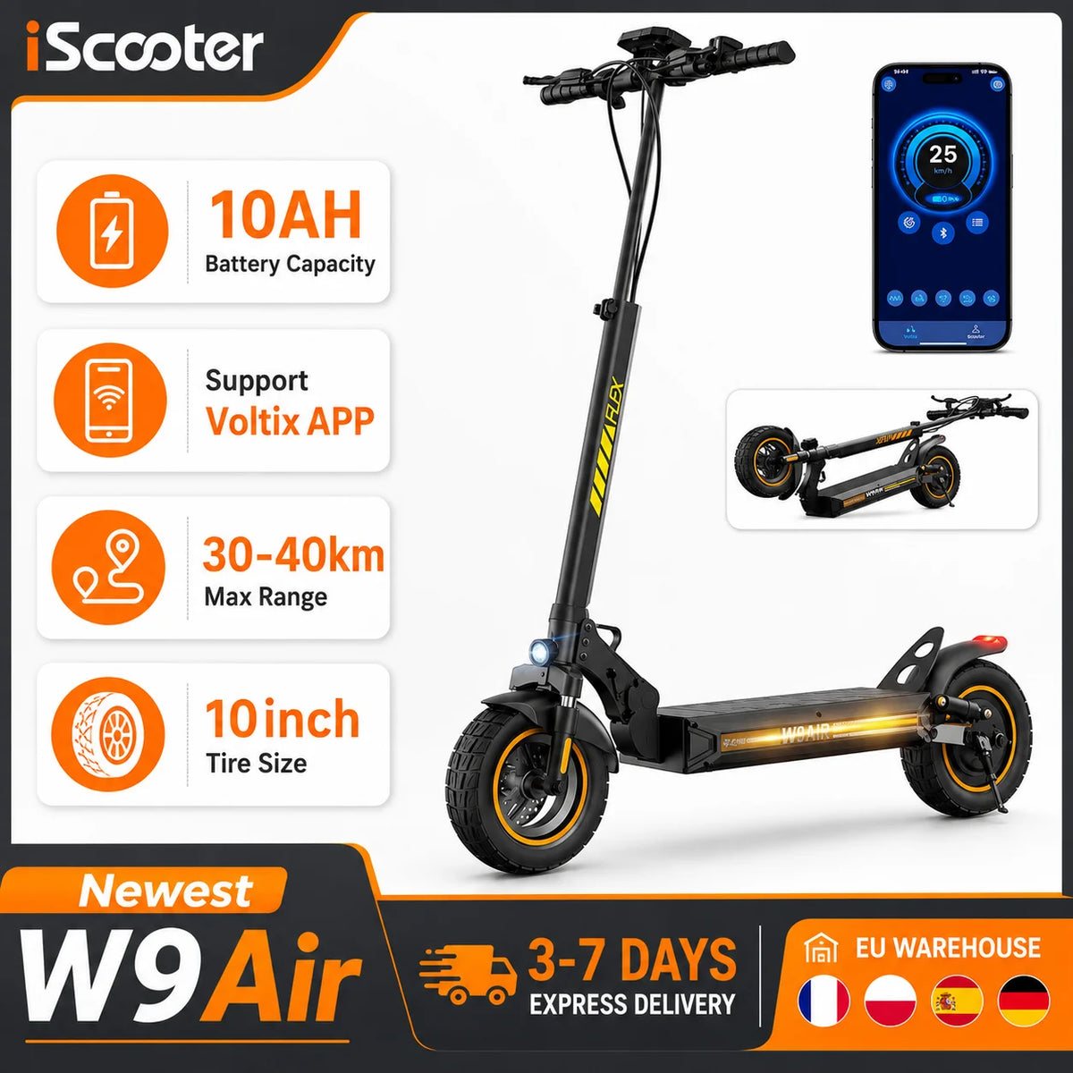 IScooter W9Air for Adults 10 Inch Off Road