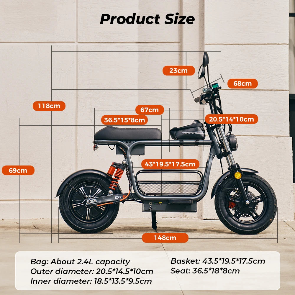 IScooter DX5 Electric Bike With Seat&Basket